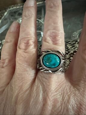 Paz Creations Israel 925 Sterling Silver Turquoise Vine Nest Ring Size 9